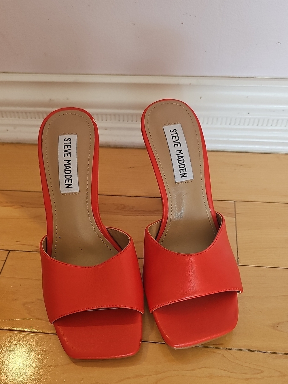 Steve Madden Bright Red Open-Toe Slide Mules